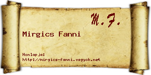 Mirgics Fanni névjegykártya